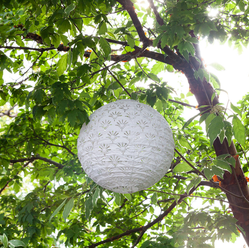 Soji Stella Deco Globe Tyvek Solar Lantern outside