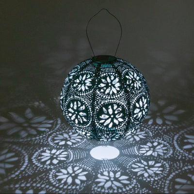 Soji Stella Boho Tyvek Solar Lantern showing light pattern