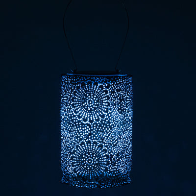 Soji Stella Cylinder Tyvek Solar Lantern illuminated