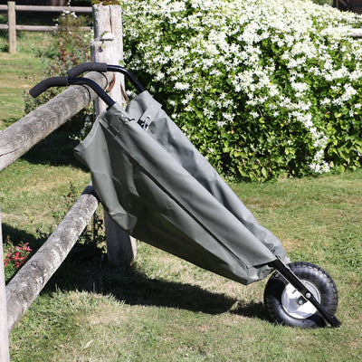 WheelEasy collapsible yard cart in garden
