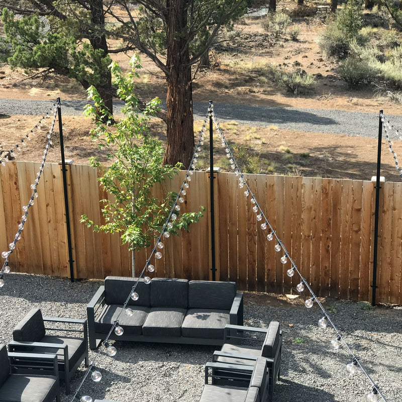 String Light Pole Stand With Brackets - Hang String Lights above Fence or Rail