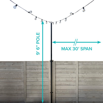 String Light Pole Stand With Brackets - Hang String Lights above Fence or Rail