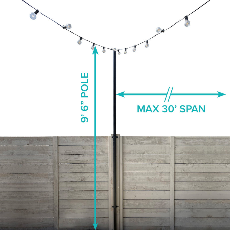 String Light Pole Stand With Brackets - Hang String Lights above Fence or Rail