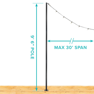 String Light Pole Stand with Mounting Plate - Hang string lights or privacy screening