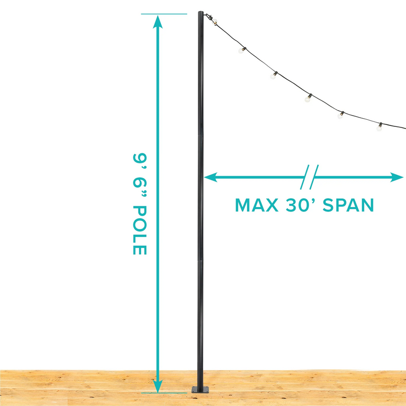 String Light Pole Stand with Mounting Plate - Hang string lights or privacy screening
