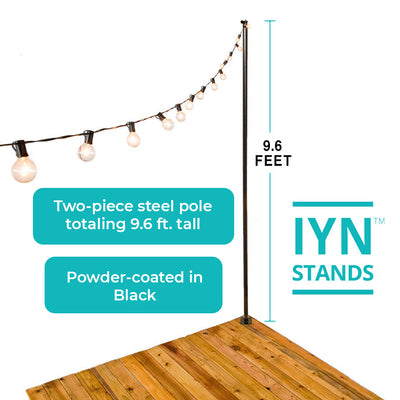 String Light Pole Stand with Mounting Plate - Hang string lights or privacy screening