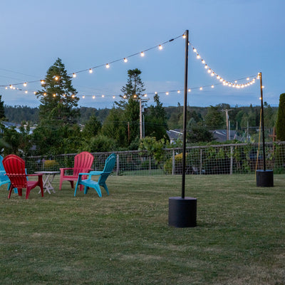 String Light Pole Stand with Tank Base - Freestanding / Portable String Light Solution