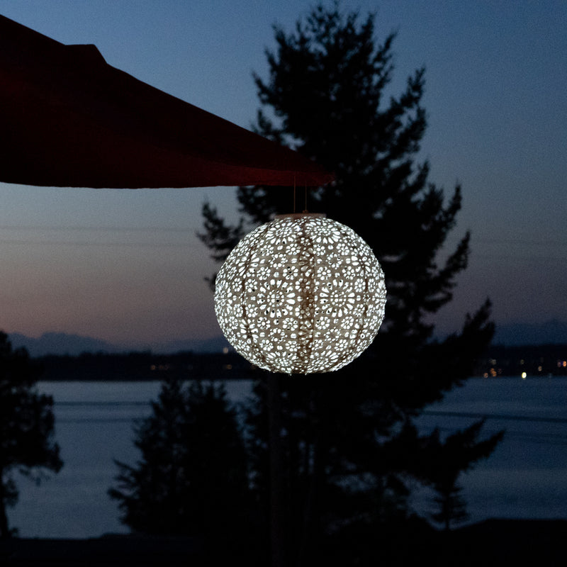 Stella Luxe Globe Chantilly Lace Porcelain LED Lantern (Battery Powered)