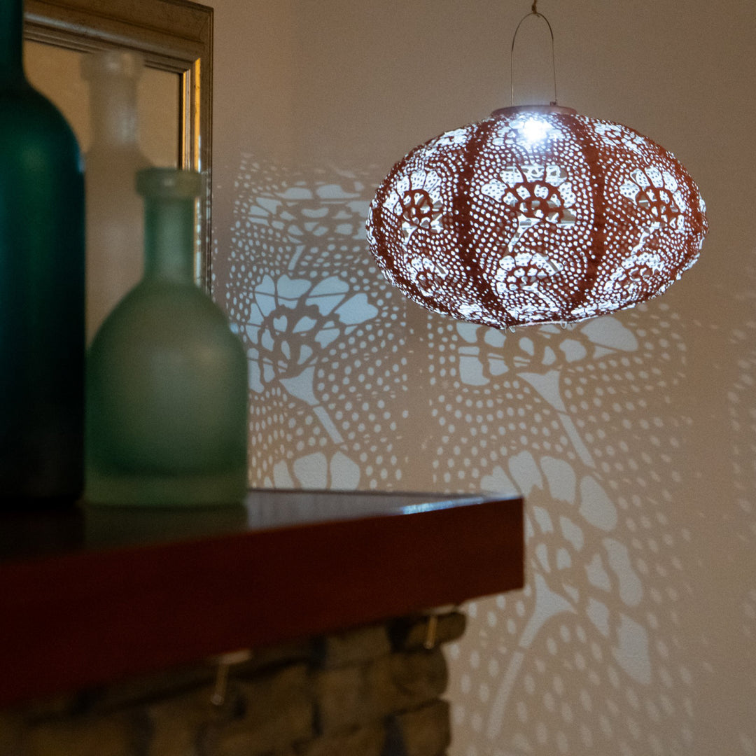 Stella Luxe Oval Yarrow Clay LED Lantern (Battery Powered