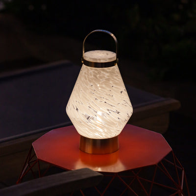 Lightkeeper USB rechargable handblown glass lantern illuminated
