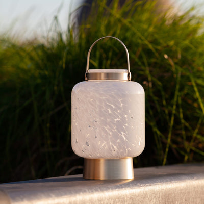 Lightkeeper USB rechargable handblown glass lantern outdoors