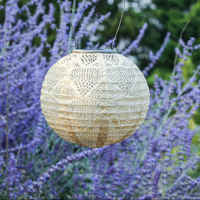 Soji Stella 8" Globe Tyvek Solar Lantern lavender