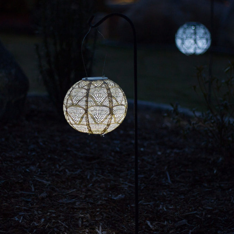 Soji Stella Tyvek Solar Lanterns on shepherd hooks