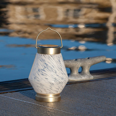 Boaters Solar Glass Lantern on dock in sunshine