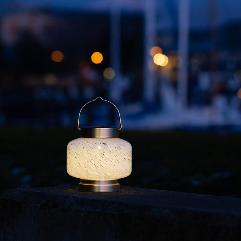Boaters Solar Glass Lantern at night