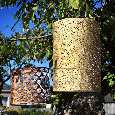 Soji Stella Cylinder Tyvek Solar Lantern  in tree